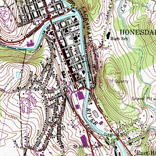 Topographic Map of Honesdale Fire Department Hose Company 1, PA