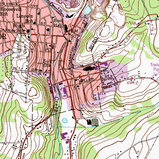 Topographic Map of Second Ward Fire Company, PA
