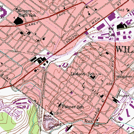 Topographic Map of Wilkes - Barre Fire Department South Station, PA