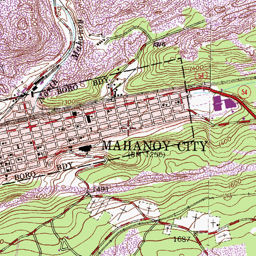 Topographic Map of Good American Hose Company District 48 Station 2, PA