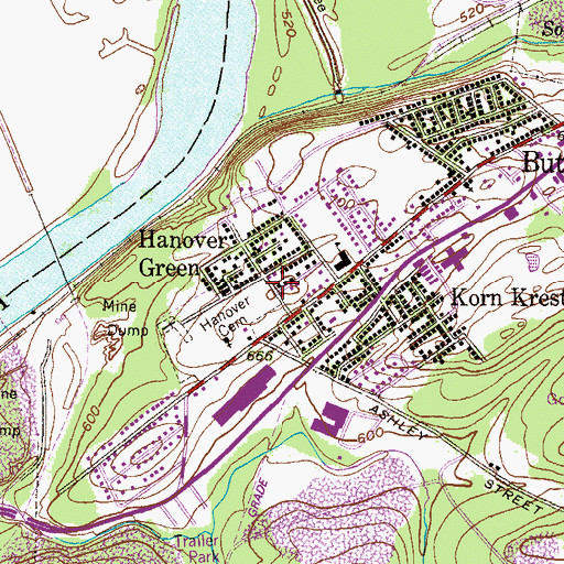 Topographic Map of Hanover Township Fire Department - Goodwill Hose Company 1, PA