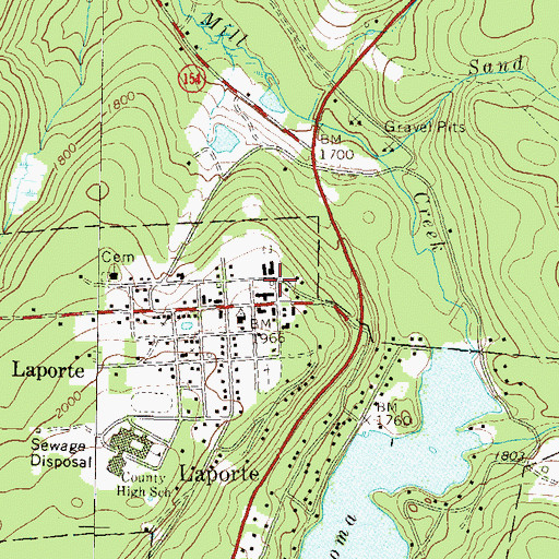 Topographic Map of Laporte Volunteer Fire Company Station 50, PA