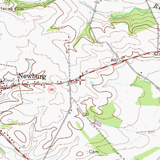 Topographic Map of Newburg - Hopewell Volunteer Fire Company Station 51, PA