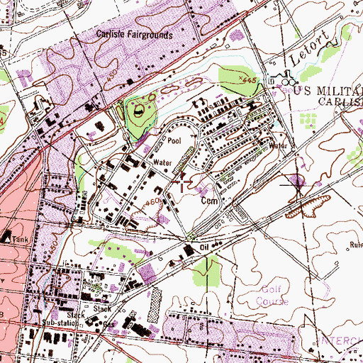 Topographic Map of Carlisle Barracks Fire Department Station 38, PA