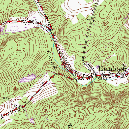 Topographic Map of Hunlock Creek Volunteer Fire Company, PA