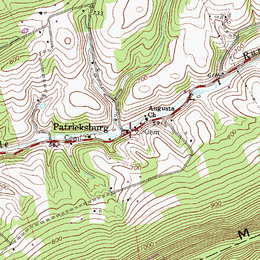 Topographic Map of Lower Augusta Volunteer Fire Company, PA