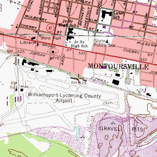 Topographic Map of Williamsport Regional Airport Fire Brigade, PA