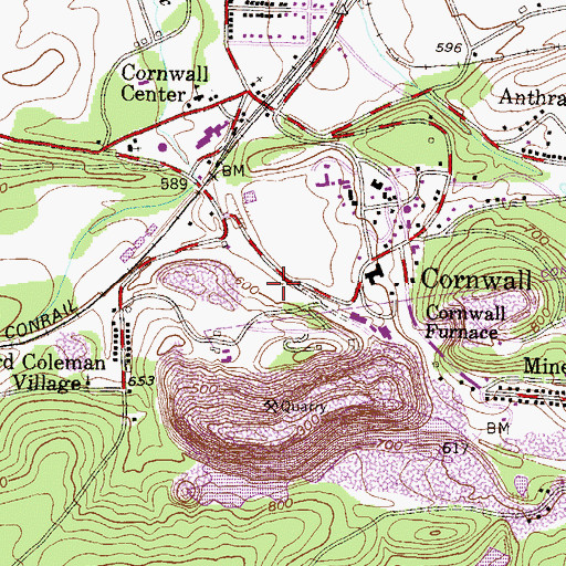Topographic Map of Community Fire Company of Cornwall Borough Station 36, PA