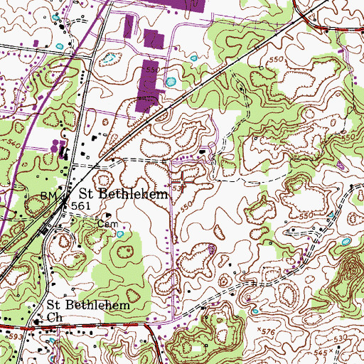 Topographic Map of Saint Bethlehem Volunteer Fire Service Station 17, TN