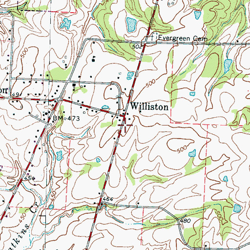 Topographic Map of Williston Volunteer Fire Department, TN
