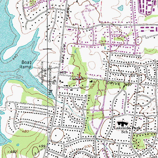 Topographic Map of Hendersonville Fire Department Station 1, TN