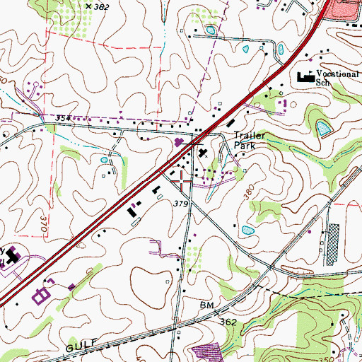 Topographic Map of Covington Fire Department South Station, TN
