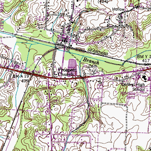 Topographic Map of Carroll County Rural Fire Department District 15 Twin City, TN