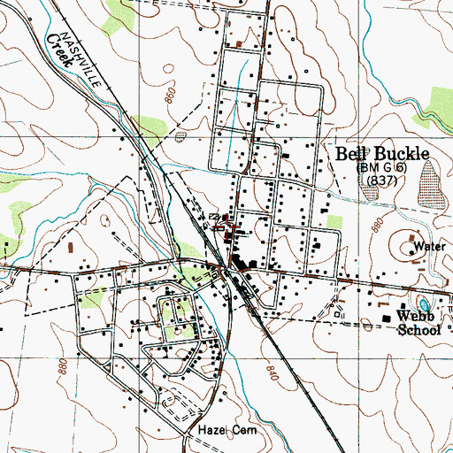 Topographic Map of Bell Buckle Volunteer Fire Department, TN