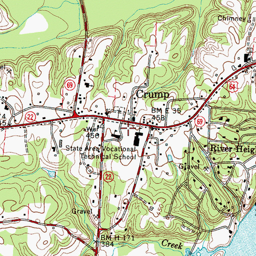 Topographic Map of Hardin County Fire Department / Emergency Management District 2 South Station, TN