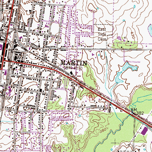 Topographic Map of Martin Fire Department Station 2, TN