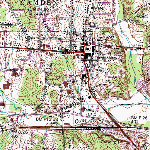 Topographic Map of Benton County Rescue Squad, TN