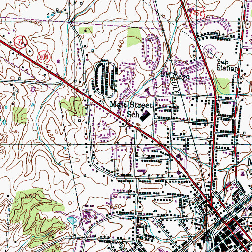 Topographic Map of Milan Fire Department Station 2, TN