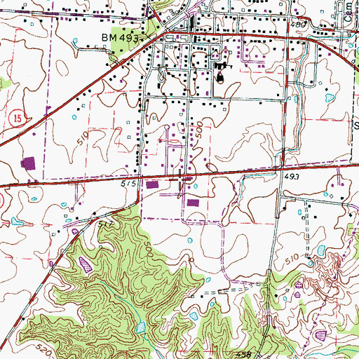 Topographic Map of Whiteville Volunteer Fire Department, TN