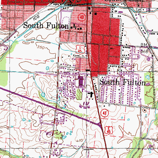 Topographic Map of South Fulton Fire Department, TN