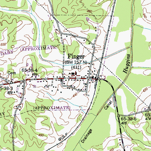 Topographic Map of Finger Volunteer Fire Department, TN