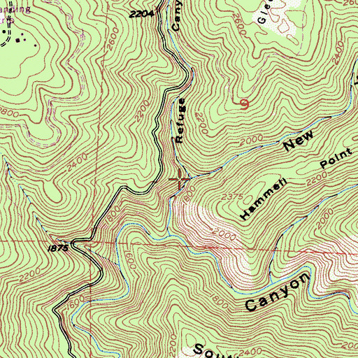 Topographic Map of Refuge Canyon, CA