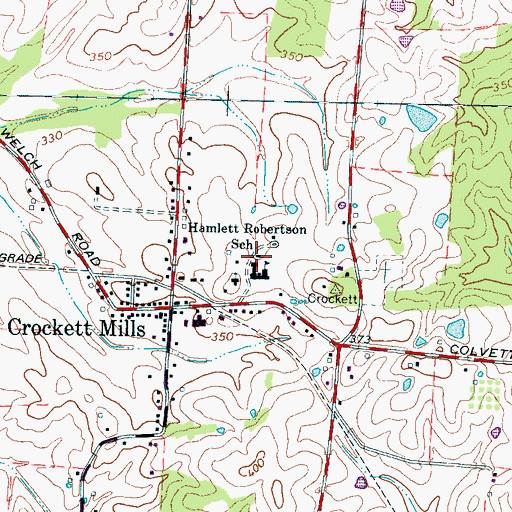 Topographic Map of Crockett Mills Volunteer Fire Department, TN