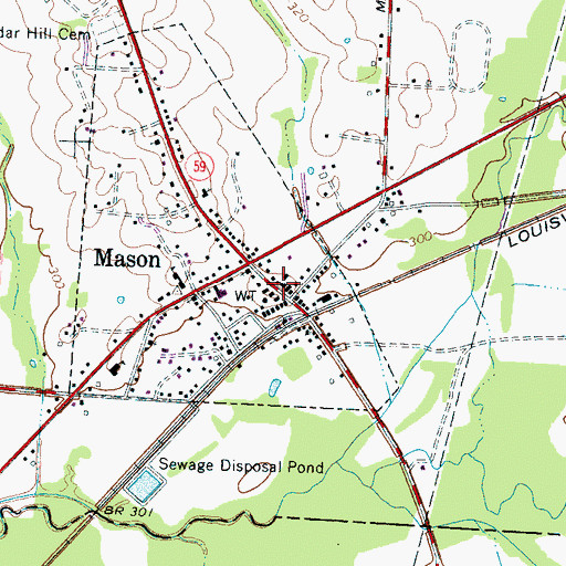 Topographic Map of Mason Volunteer Fire Department, TN