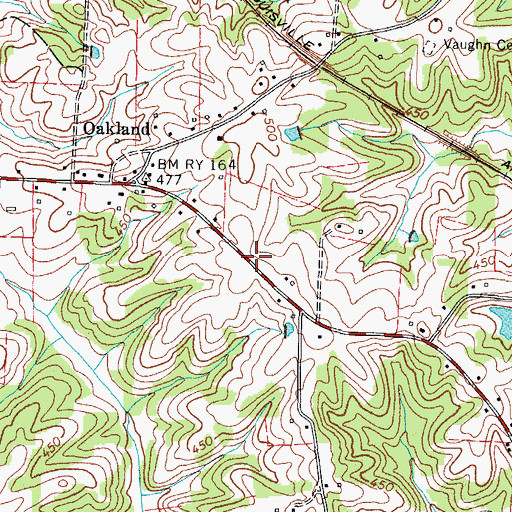 Topographic Map of Oakland Volunteer Fire Department, TN