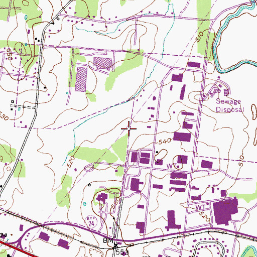 Topographic Map of Lebanon Fire Department Station 2, TN