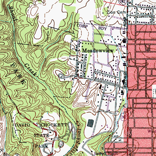 Topographic Map of Lawrence County Rescue Squad and Fire Department, TN