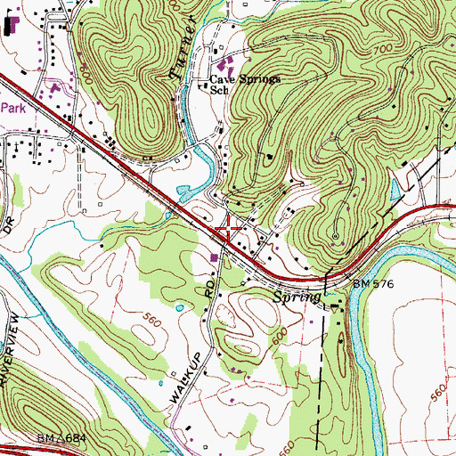 Topographic Map of Pegram Volunteer Fire Department, TN