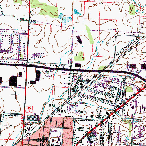 Topographic Map of Humboldt Fire Department Station 2, TN