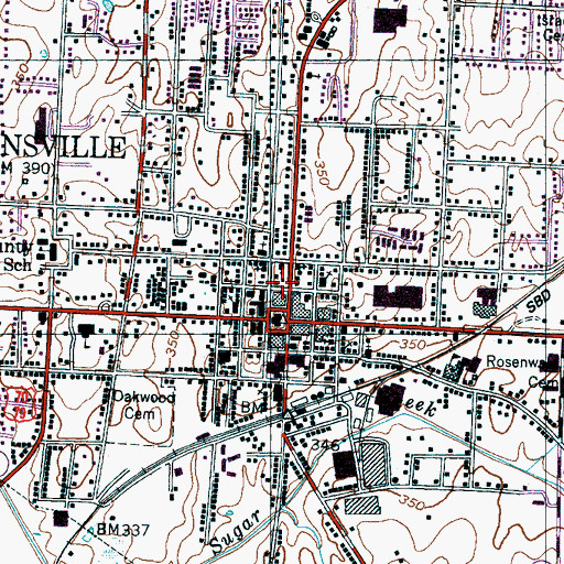 Topographic Map of Brownsville Fire Department Station 1, TN