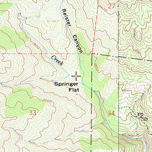 Topographic Map of Reister Canyon, CA