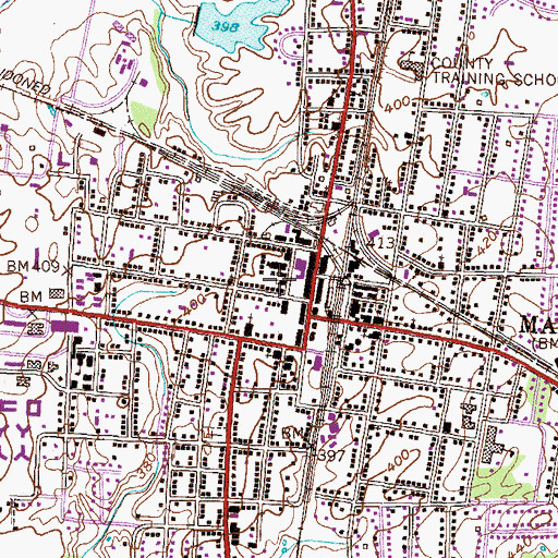 Topographic Map of Martin Fire Department Station 1, TN