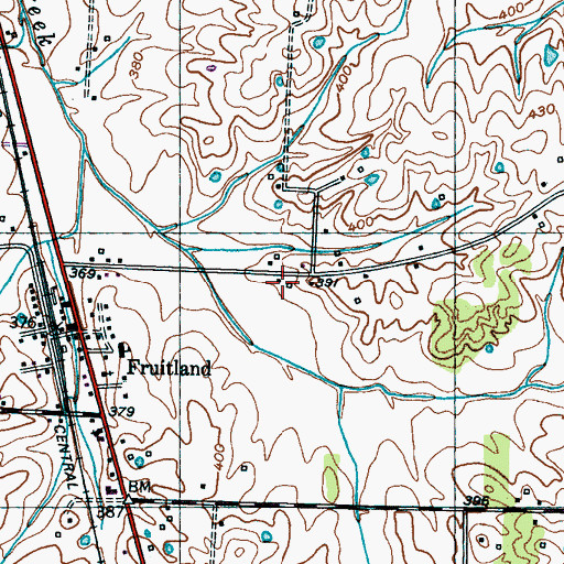 Topographic Map of Fruitland Volunteer Fire Department, TN