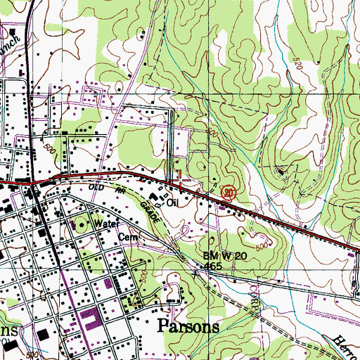 Topographic Map of Decatur County Volunteer Fire Department Station 1, TN