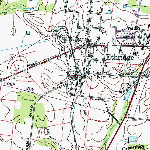 Topographic Map of Ethridge Volunteer Fire Department, TN