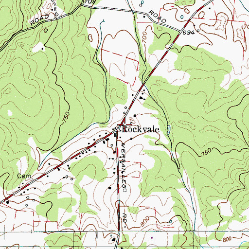 Topographic Map of Rockvale Volunteer Fire Department Station 1 Headquarters, TN