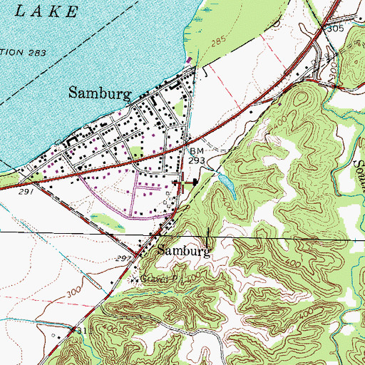 Topographic Map of Samburg - Reelfoot Volunteer Fire Department, TN