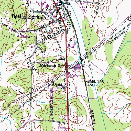 Topographic Map of Bethel Springs Fire Department, TN