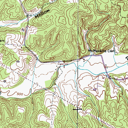 Topographic Map of Bold Springs - Poplar Grove Volunteer Fire Department, TN