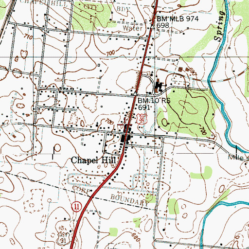 Topographic Map of Chapel Hill Volunteer Fire Department, TN