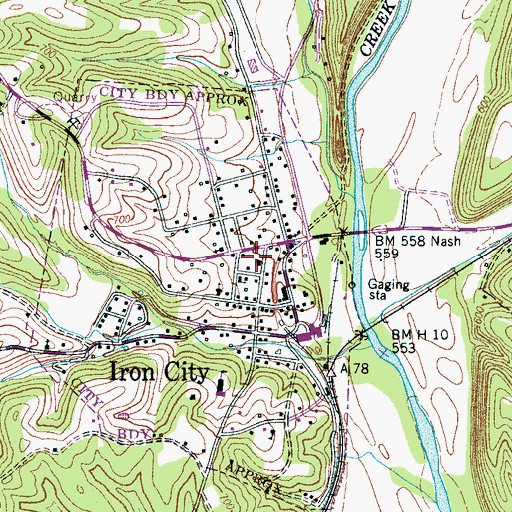 Topographic Map of Iron City Volunteer Fire Department, TN