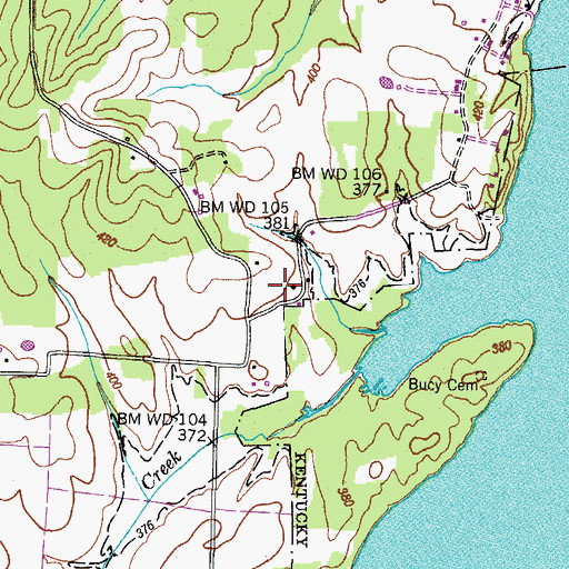 Topographic Map of Springville Volunteer Fire Department Station 1, TN