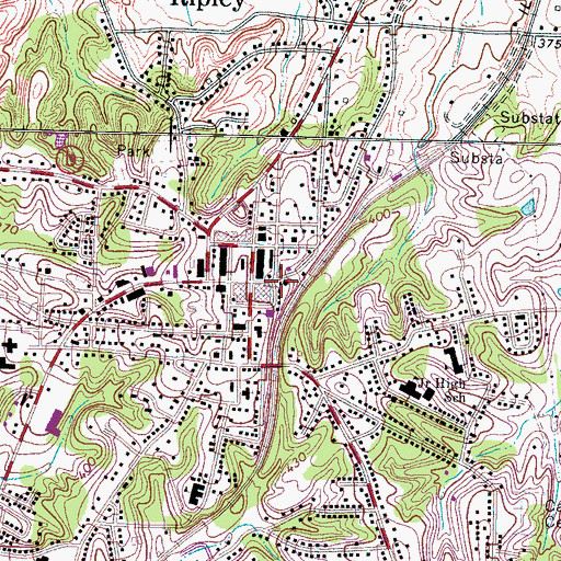 Topographic Map of Ripley Fire Department, TN