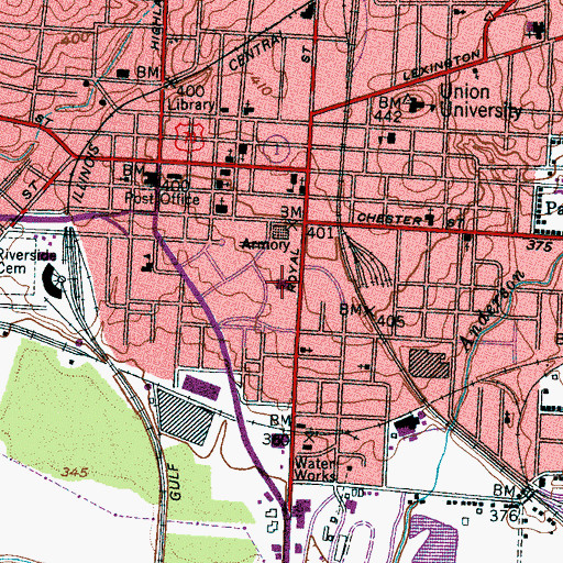 Topographic Map of Jackson Police Department, TN