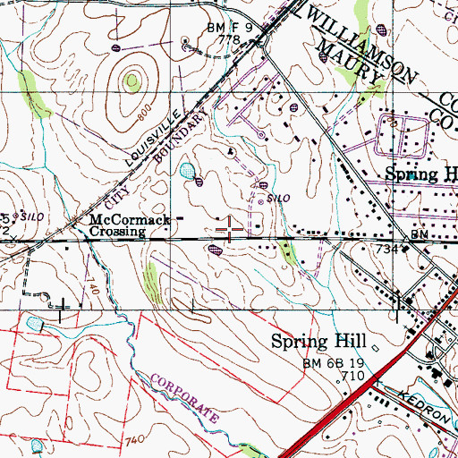 Topographic Map of Spring Hill Fire Department Station 1, TN
