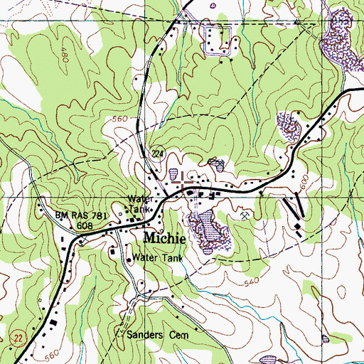 Topographic Map of Michie Volunteer Fire and Rescue, TN